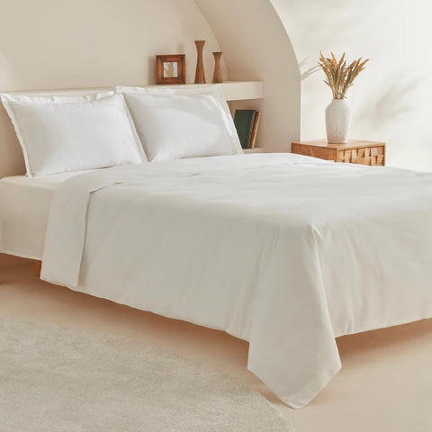 Karaca Home White Collection Lavin 100% Baumwolle Doppelbett Bettwäsche Set Weiß