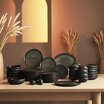 Karaca Earth Collection Galactic 55-Piece Dinnerware Set for 12 People – Black