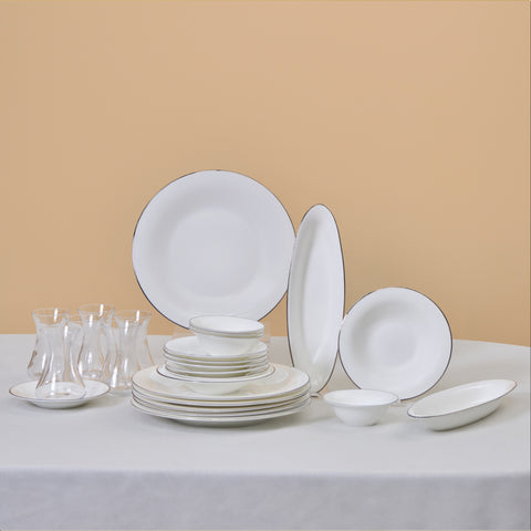 Karaca Fine Pearl New Fame Frühstücksset für 6 Personen, 26-teilig – Platin