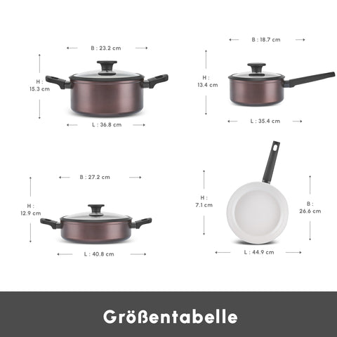 Karaca Ceramica Iconic Bronze, 7-teiliges Kochgeschirr-Set, Induktion, Bronze