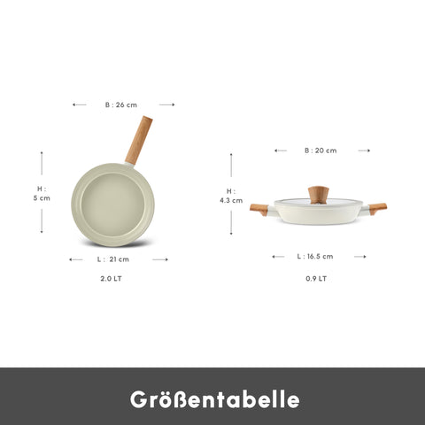 Karaca Swiss Crystal Almond Cream, Pfannen Set, Induktion