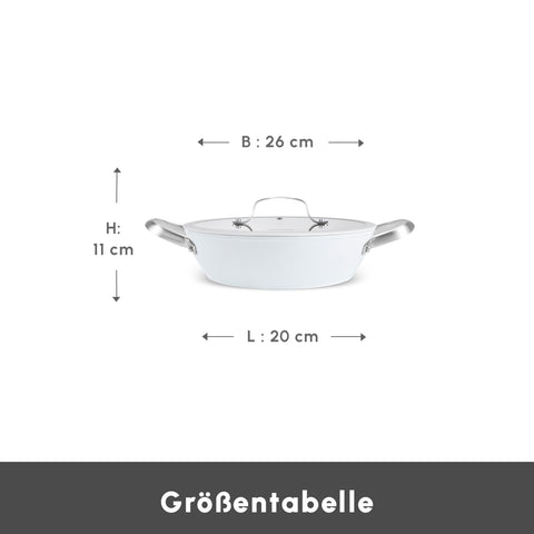 Karaca Swiss Crystal Almond Cream Handle Flache Kasserolle 26 cm