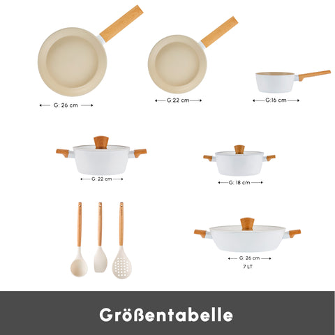 Karaca Swiss Crystal Almond Cream 12-teiliges Kochgeschirr-Set