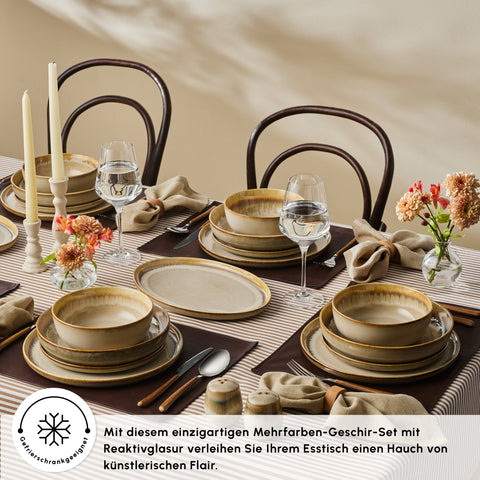 Karaca Earth Collection Earthy Reactive 52-Piece 12-Person Dinner Set