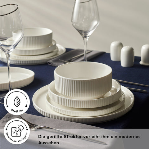 Karaca Forever Bone Pablito 53-Piece Dinner Set For 12 People, White