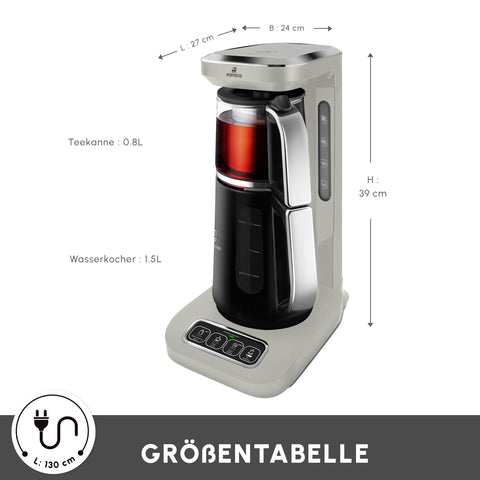 Karaca Caysever Robotea Pro 4 in 1 sprechender automatischer Teekocher Wasserkocher und Filterkaffeemaschine, Starlight, 2500W