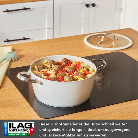 Karaca Swiss Crystal Almond Cream Stainless Steel Handle Casserole 24 cm
 