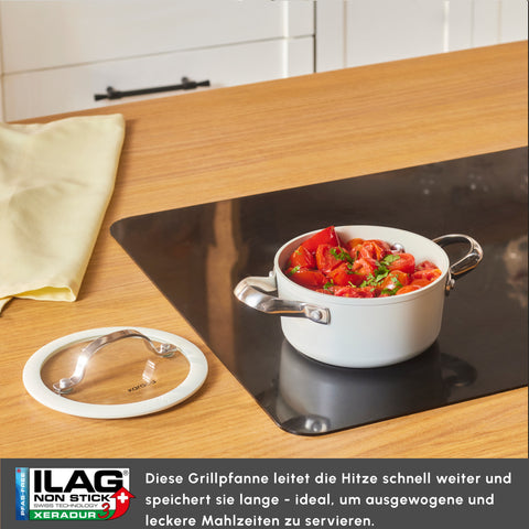 Karaca Swiss Crystal Almond Cream Wok Pan with Handle 28 cm