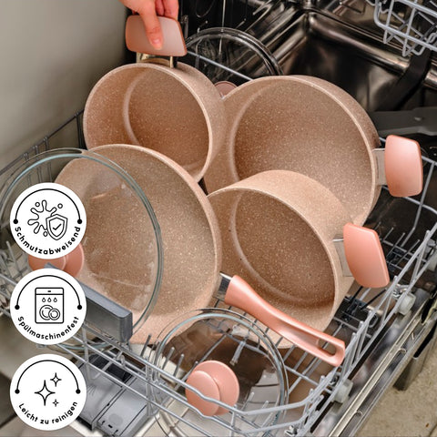 Karaca Biogranit Rosegold Induction Cookware Set, 7 Piece 