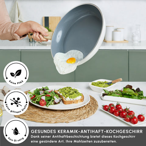 Karaca Swiss Crystal 15-teiliges Kochtopfset Creamy