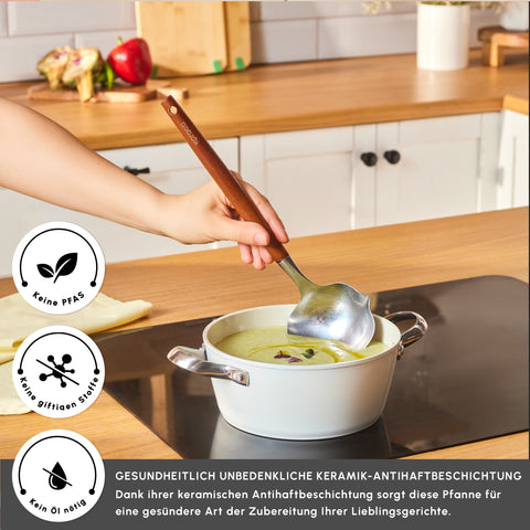 Karaca Swiss Crystal Almond Cream Kasserolle mit Edelstahlgriff 18 cm