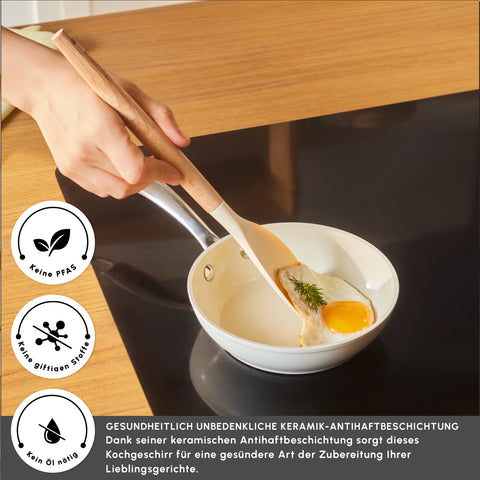 Karaca Swiss Crystal Almond Cream Stainless Steel Handle Pan 16 cm
 