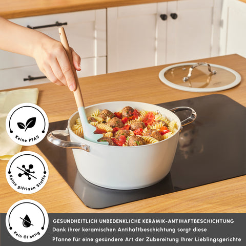 Karaca Swiss Crystal Almond Cream Stainless Steel Handle Casserole 24 cm
 