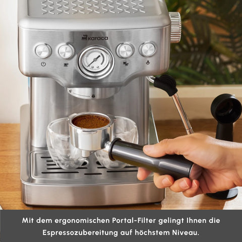 Karaca Coffee Art 1353 Espresso, Latte, Cappuccino, Americano Machine with Milk Frother, 20 Bar Pressure, 1.8L Inox