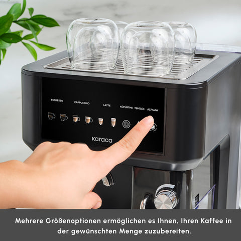 Karaca MyCaffe Barista S10 Entegre Süt Hazneli, Otomatik Espresso, Latte ve Cappuccino Makinesi Matte Black