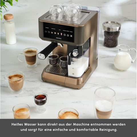 Karaca MyCaffe Barista S10 Entegre Süt Hazneli, Otomatik Espresso, Latte ve Cappuccino Makinesi Walnut Brown