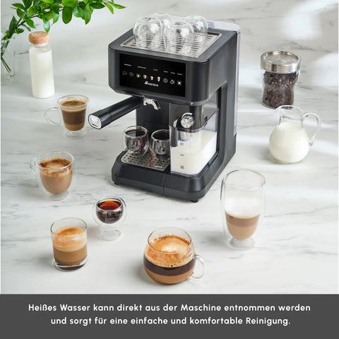 Karaca MyCaffe Barista S10 Entegre Süt Hazneli, Otomatik Espresso, Latte ve Cappuccino Makinesi Matte Black