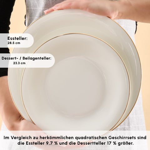 Karaca Fine Pearl Fame 58-teiliges Tafelservice für 12 Personen, Gold