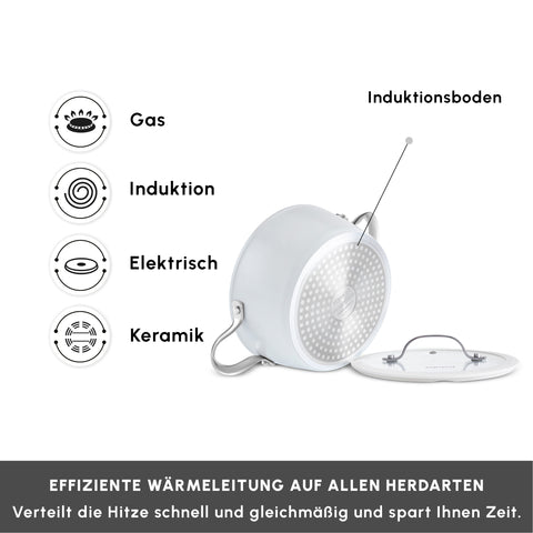 Karaca Swiss Crystal Almond Cream Kasserolle mit Edelstahlgriff 24 cm