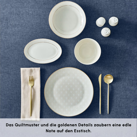 Karaca Elegance Bone Mandarin 53 Piece Dinner Set for 12 People Gold