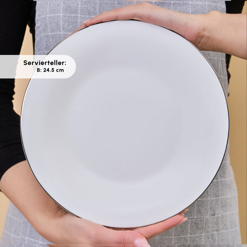 Karaca Fine Pearl New Fame Frühstücksset für 6 Personen, 26-teilig – Platin