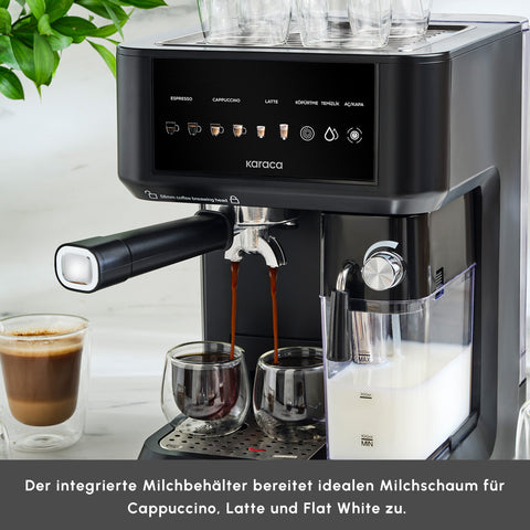 Karaca MyCaffe Barista S10 Entegre Süt Hazneli, Otomatik Espresso, Latte ve Cappuccino Makinesi Matte Black