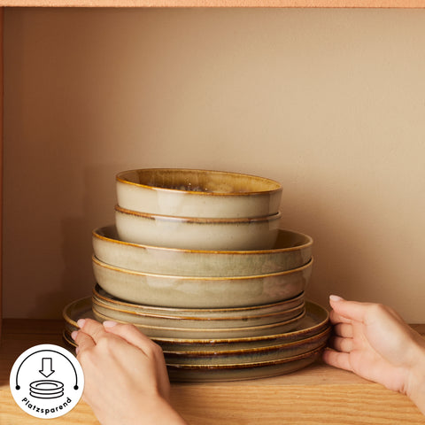 Karaca Earth Collection Earthy Reactive 52-Piece 12-Person Dinner Set