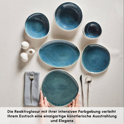 Karaca Earth Collection New Galactic Oscar Reactive Glaze 55-teiliges Tafelset für 12 Personen, Multi