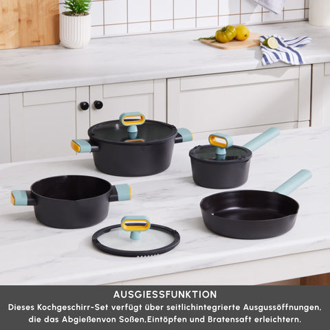 Karaca Swiss Crystal Fancy Keramik Kochgeschirr-Set 7 Teile