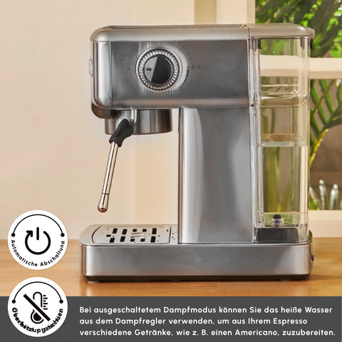 Karaca Coffee Art 1353 Espresso, Latte, Cappuccino, Americano Machine with Milk Frother, 20 Bar Pressure, 1.8L Inox