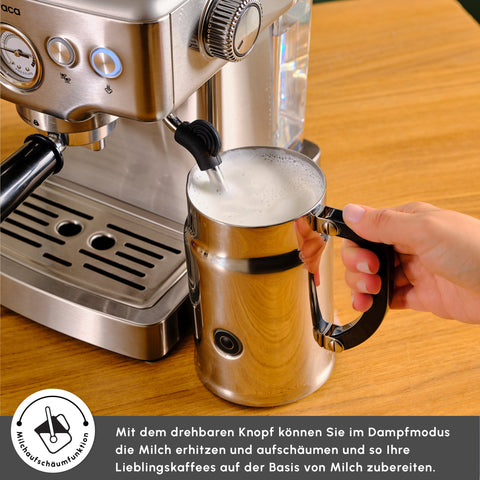 Karaca Coffee Art 1353 Espresso, Latte, Cappuccino, Americano Machine with Milk Frother, 20 Bar Pressure, 1.8L Inox