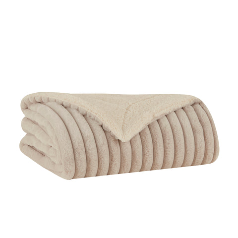 Karaca Stripe Sherpa Graue Decke 130x150
