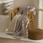 Karaca Stripe Sherpa Graue Decke 130x150