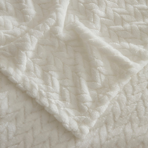 Karaca Leaves Beyaz Çift Kişilik Battaniye 200x220
