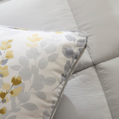 Karaca Leaf Graues Einzel Comforter Set 155x220+50x70