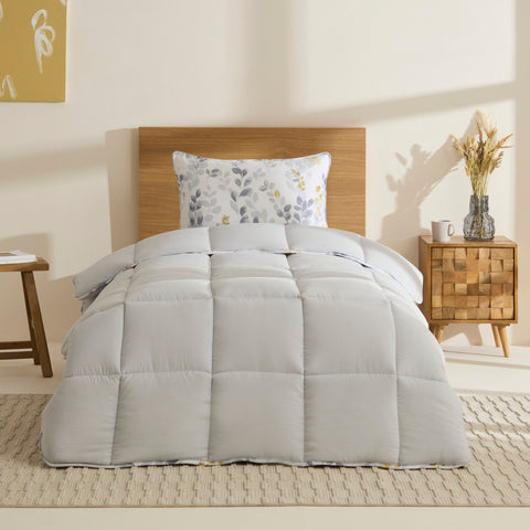 Karaca Leaf Graues Einzel Comforter Set 155x220+50x70