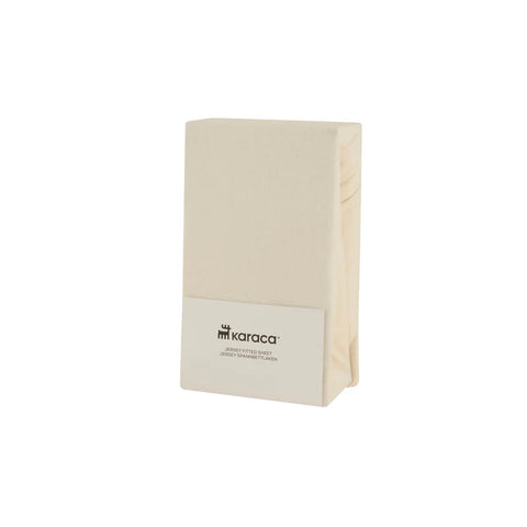 Karaca Home Jersey Spannbettlaken, 120x200+30cm, Creme