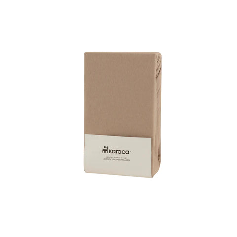 Karaca Home Jerseystretch Spannbettlaken, 120x200+30cm, Beige