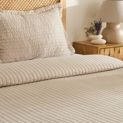 Manon Bettüberwurf Set, Doppelbett, Beige 230x240cm + 2(50x70) cm