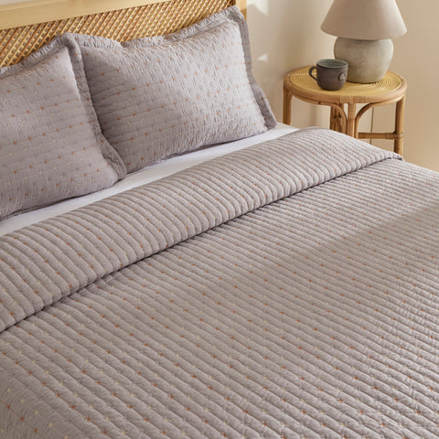 Margot Bedspread Set Grey 230x240cm + 2(50x70) cm