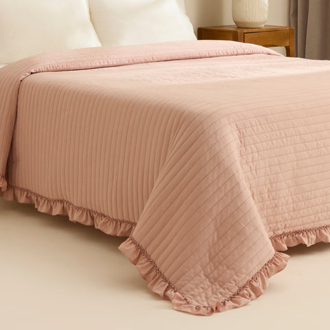 Karaca Freya Tagesdecke, Einzelbett, Puderrosa