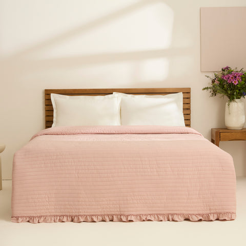 Karaca Freya Tagesdecke, Einzelbett, Puderrosa