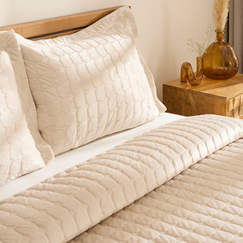 Karaca Alice Tagesdecken-Set, Einzelbett, Beige