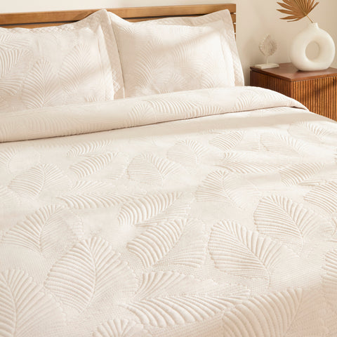 Karaca Lean Tagesdecke, Doppelbett, Ecru