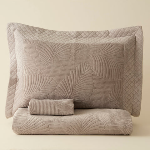 Karaca Lean Tagesdecken-Set, Doppelbett, Hellgrau