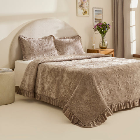 Karaca Audrey Tagesdecke-Set, Doppelbett, Grau