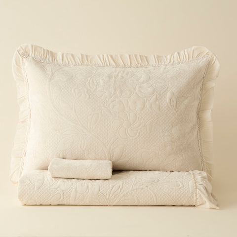 Karaca Audrey Tagesdecken-Set, Einzelbett, Ecru