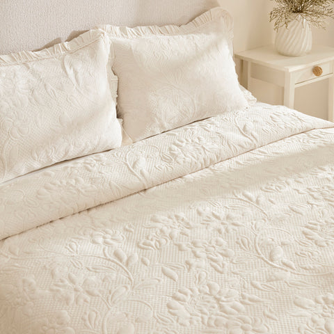 Karaca Audrey Tagesdecken-Set, Doppelbett, Ecru