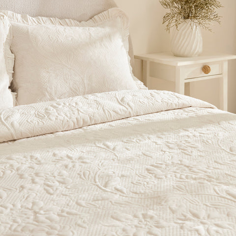 Karaca Audrey Tagesdecken-Set, Doppelbett, Ecru