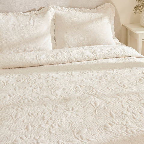 Karaca Audrey Tagesdecken-Set, Doppelbett, Ecru